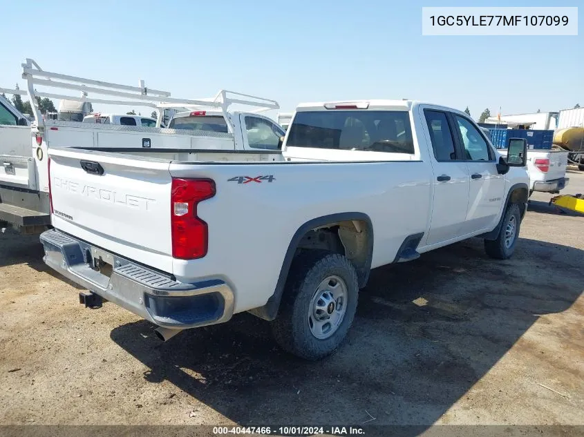 2021 Chevrolet Silverado 2500Hd 4Wd Double Cab Long Bed Wt VIN: 1GC5YLE77MF107099 Lot: 40447466