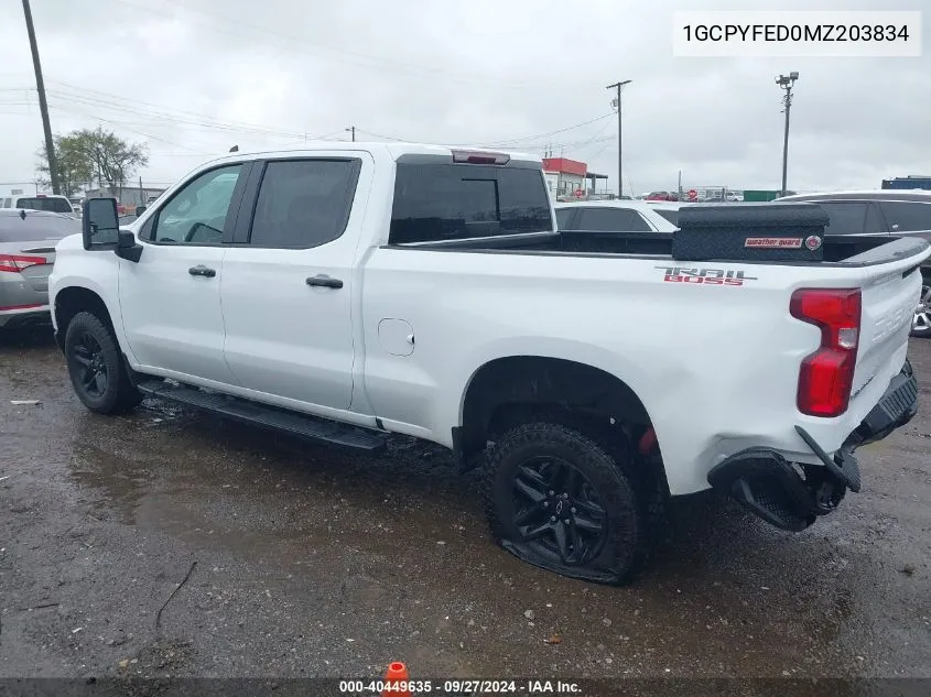 2021 Chevrolet Silverado 1500 4Wd Standard Bed Lt Trail Boss VIN: 1GCPYFED0MZ203834 Lot: 40449635