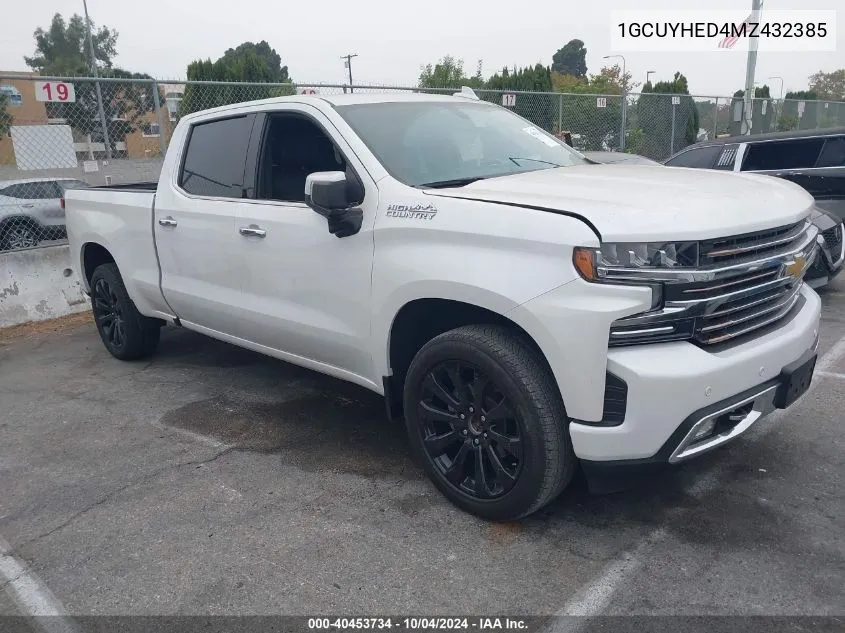 2021 Chevrolet Silverado 1500 4Wd Standard Bed High Country VIN: 1GCUYHED4MZ432385 Lot: 40453734