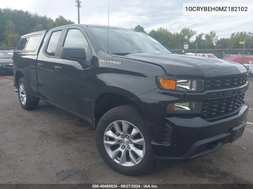 2021 Chevrolet Silverado 1500 4Wd Double Cab Standard Bed Custom VIN: 1GCRYBEH0MZ182102 Lot: 40458820