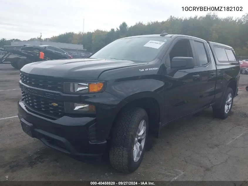 2021 Chevrolet Silverado 1500 4Wd Double Cab Standard Bed Custom VIN: 1GCRYBEH0MZ182102 Lot: 40458820