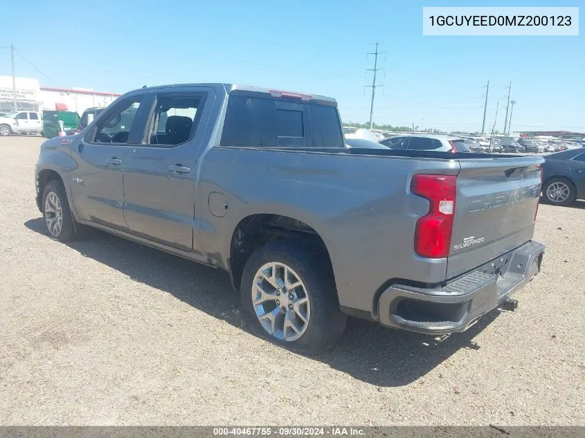 2021 Chevrolet Silverado 1500 4Wd Short Bed Rst VIN: 1GCUYEED0MZ200123 Lot: 40467755