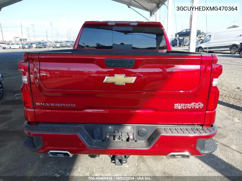 2021 Chevrolet Silverado 1500 4Wd Short Bed High Country VIN: 3GCUYHEDXMG470364 Lot: 40469438