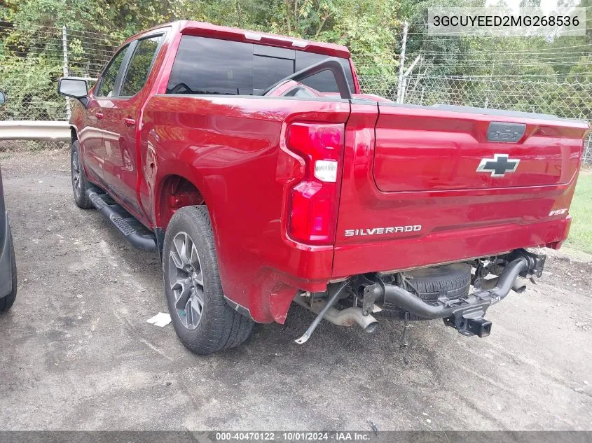 2021 Chevrolet Silverado 1500 4Wd Short Bed Rst VIN: 3GCUYEED2MG268536 Lot: 40470122