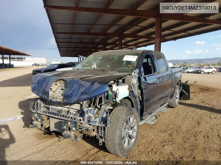 2021 Chevrolet Silverado 1500 4Wd Short Bed Lt VIN: 1GCUYDET4MZ310013 Lot: 40473280