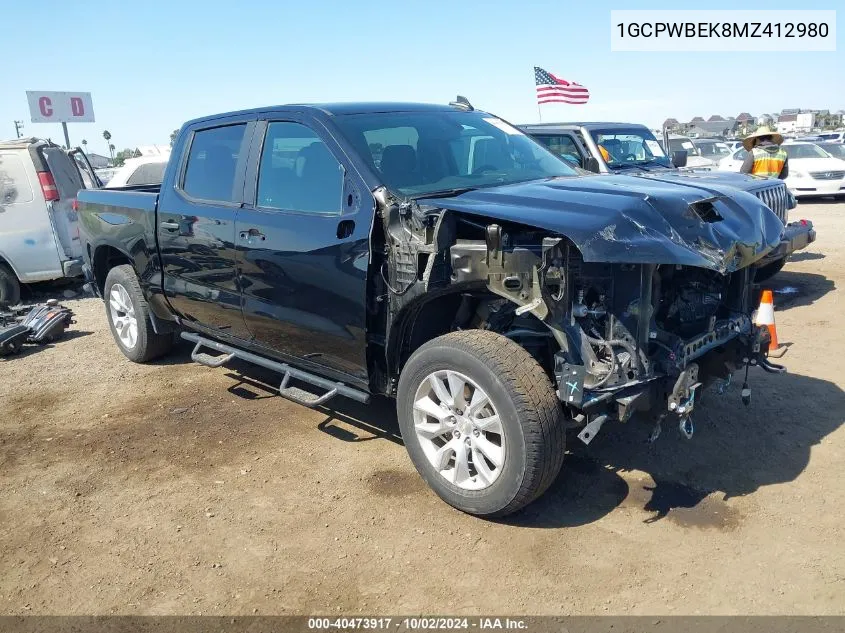 2021 Chevrolet Silverado 1500 2Wd Short Bed Custom VIN: 1GCPWBEK8MZ412980 Lot: 40473917