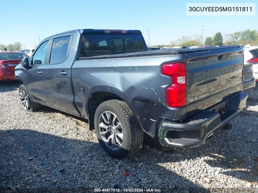 2021 Chevrolet Silverado 1500 4Wd Short Bed Rst VIN: 3GCUYEED5MG151811 Lot: 40477015