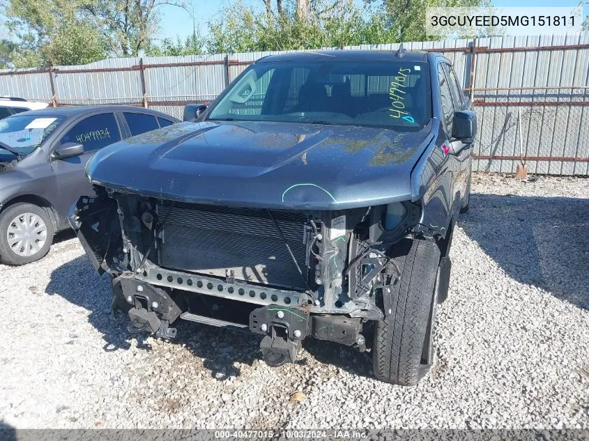 2021 Chevrolet Silverado 1500 4Wd Short Bed Rst VIN: 3GCUYEED5MG151811 Lot: 40477015