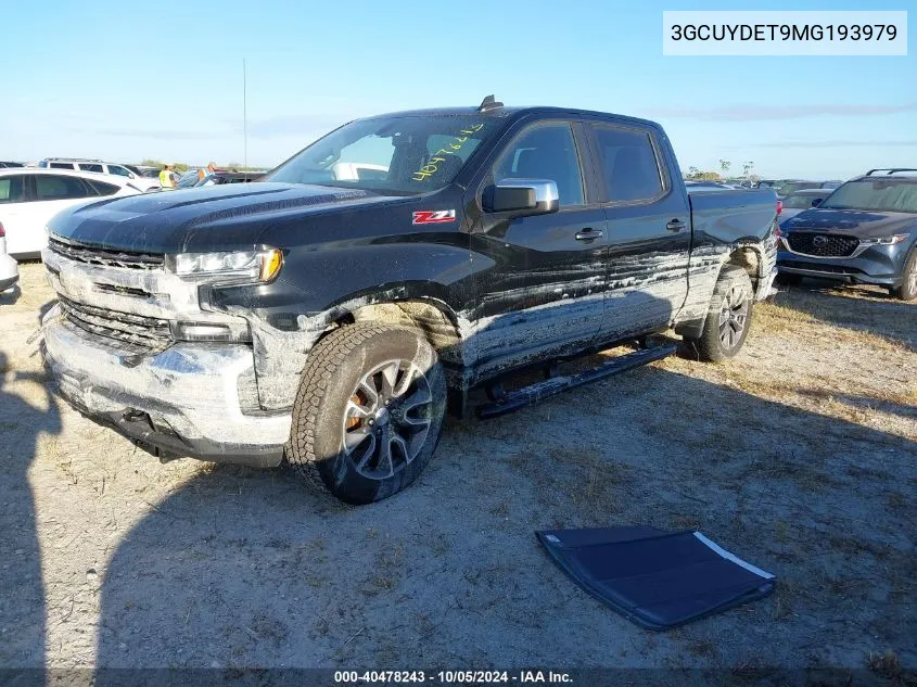 2021 Chevrolet Silverado K1500 Lt VIN: 3GCUYDET9MG193979 Lot: 40478243