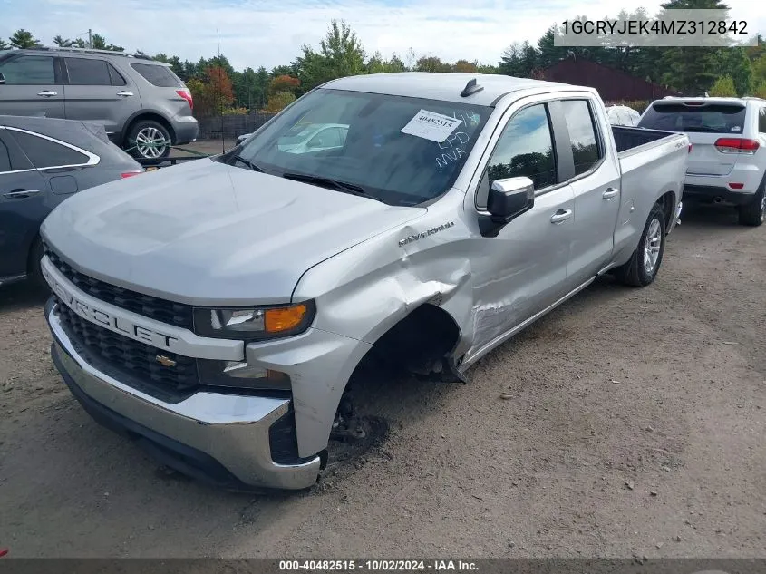 2021 Chevrolet Silverado 1500 4Wd Double Cab Standard Bed Lt With 2Fl VIN: 1GCRYJEK4MZ312842 Lot: 40482515