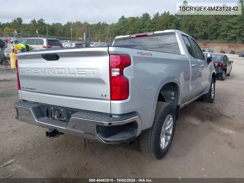 2021 Chevrolet Silverado 1500 4Wd Double Cab Standard Bed Lt With 2Fl VIN: 1GCRYJEK4MZ312842 Lot: 40482515