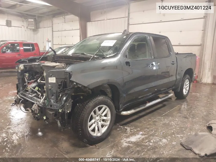 2021 Chevrolet Silverado 1500 4Wd Short Bed Rst VIN: 1GCUYEED3MZ401224 Lot: 40485741