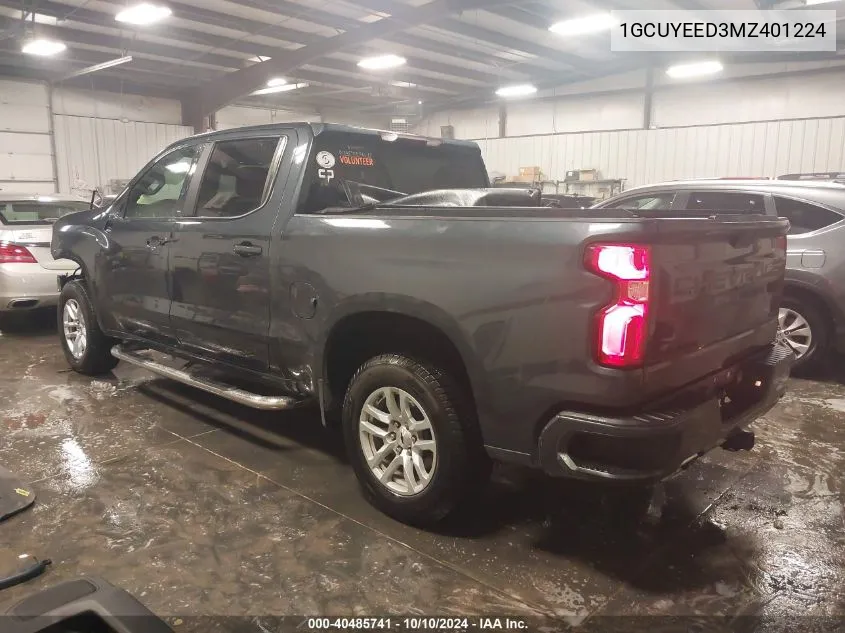 2021 Chevrolet Silverado 1500 4Wd Short Bed Rst VIN: 1GCUYEED3MZ401224 Lot: 40485741