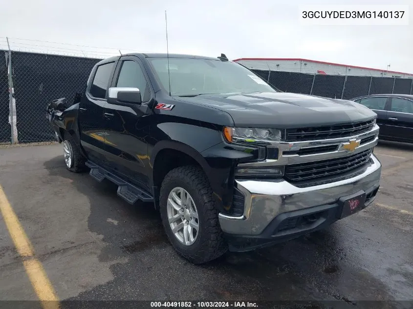 2021 Chevrolet Silverado 1500 4Wd Short Bed Lt VIN: 3GCUYDED3MG140137 Lot: 40491852