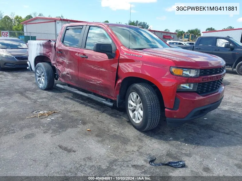 2021 Chevrolet Silverado 1500 2Wd Short Bed Custom VIN: 3GCPWBEK1MG411881 Lot: 40494881