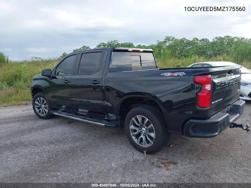 2021 Chevrolet Silverado K1500 Rst VIN: 1GCUYEED5MZ175560 Lot: 40497846