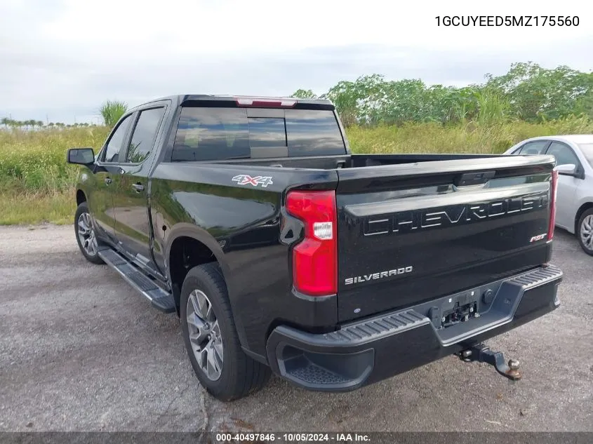 2021 Chevrolet Silverado K1500 Rst VIN: 1GCUYEED5MZ175560 Lot: 40497846