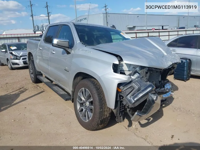 2021 Chevrolet Silverado 1500 2Wd Short Bed Lt VIN: 3GCPWCED1MG113919 Lot: 40498514