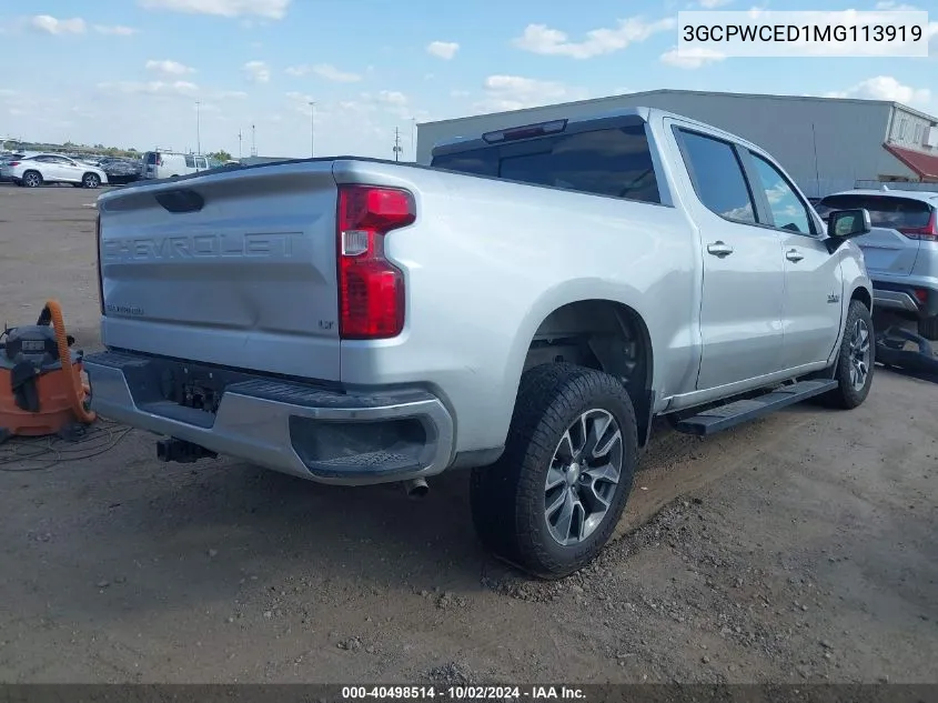 2021 Chevrolet Silverado 1500 2Wd Short Bed Lt VIN: 3GCPWCED1MG113919 Lot: 40498514