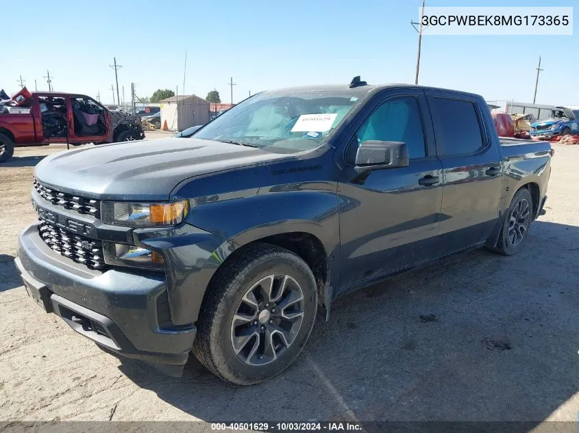 2021 Chevrolet Silverado 1500 2Wd Short Bed Custom VIN: 3GCPWBEK8MG173365 Lot: 40501629