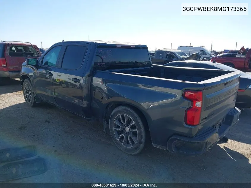 2021 Chevrolet Silverado 1500 2Wd Short Bed Custom VIN: 3GCPWBEK8MG173365 Lot: 40501629