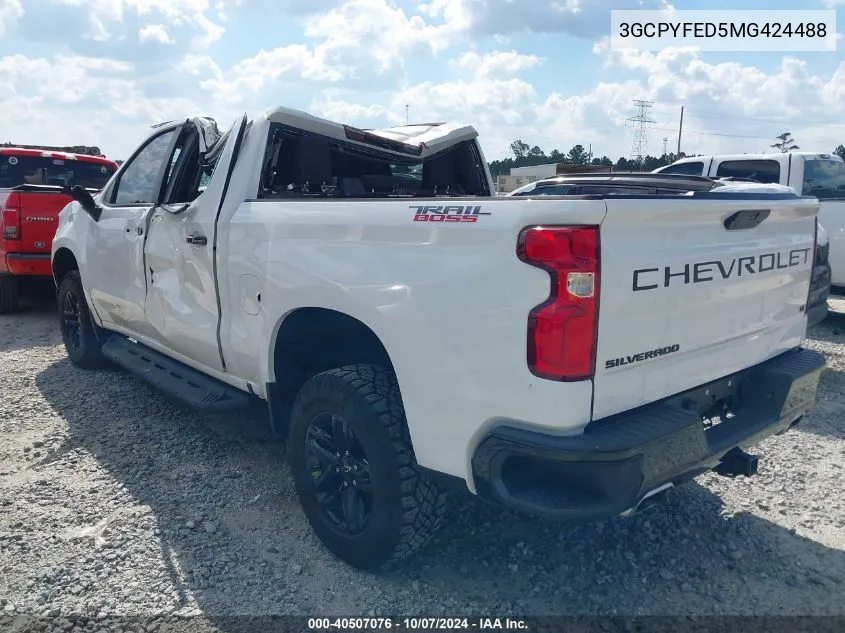 2021 Chevrolet Silverado 1500 4Wd Short Bed Lt Trail Boss VIN: 3GCPYFED5MG424488 Lot: 40507076