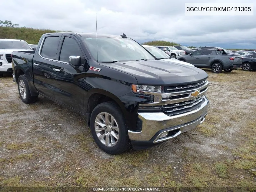 2021 Chevrolet Silverado 1500 4Wd Short Bed Ltz VIN: 3GCUYGEDXMG421305 Lot: 40513259