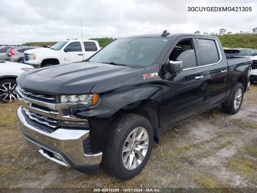 2021 Chevrolet Silverado 1500 4Wd Short Bed Ltz VIN: 3GCUYGEDXMG421305 Lot: 40513259