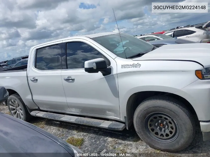 2021 Chevrolet Silverado K1500 High Country VIN: 3GCUYHED2MG224148 Lot: 40513523