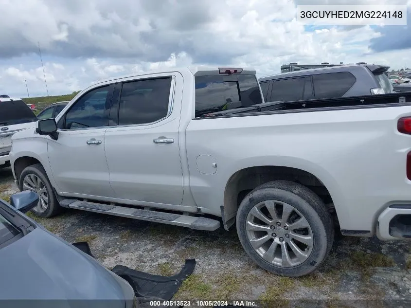 2021 Chevrolet Silverado K1500 High Country VIN: 3GCUYHED2MG224148 Lot: 40513523