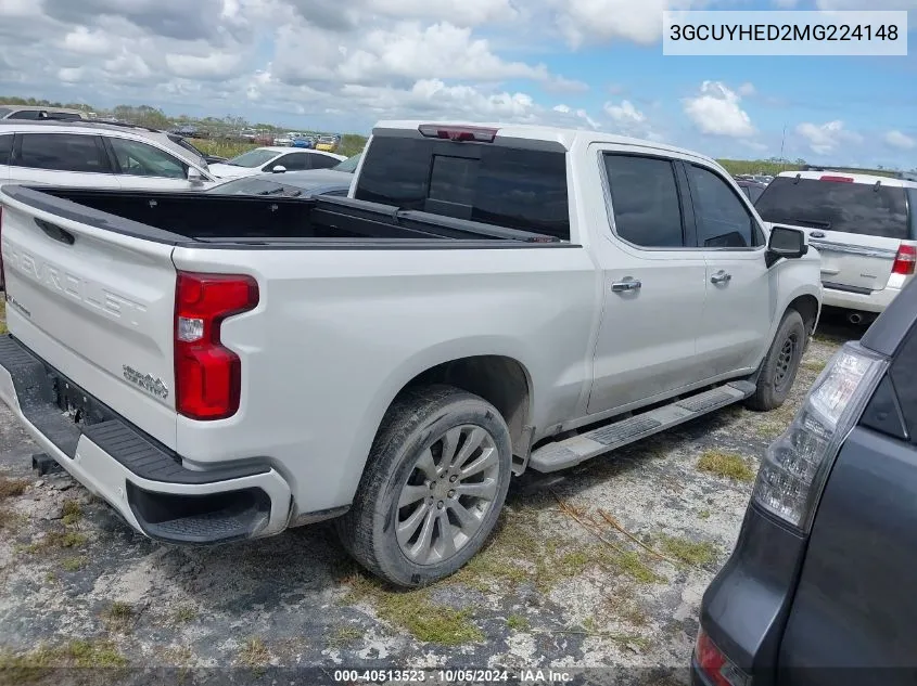 2021 Chevrolet Silverado K1500 High Country VIN: 3GCUYHED2MG224148 Lot: 40513523