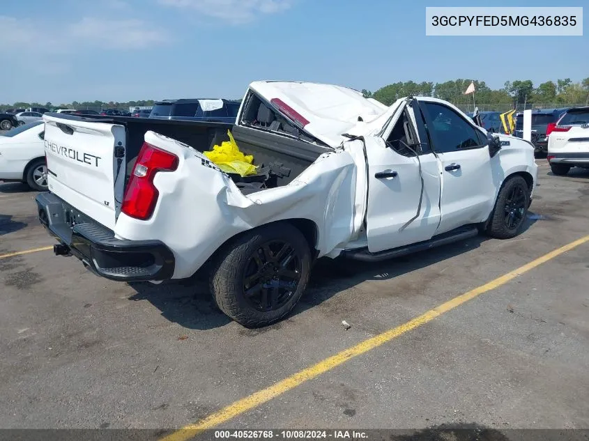 2021 Chevrolet Silverado 1500 4Wd Short Bed Lt Trail Boss VIN: 3GCPYFED5MG436835 Lot: 40526768