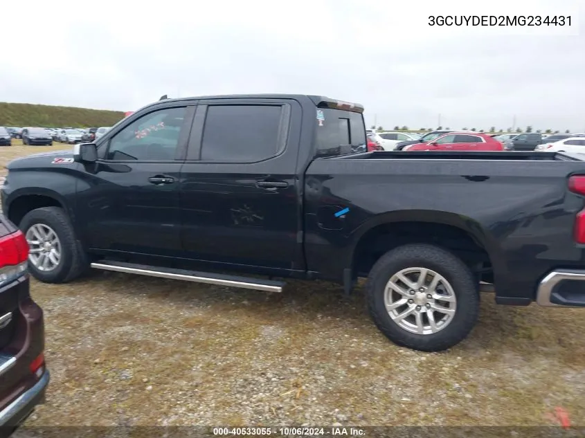 2021 Chevrolet Silverado 1500 4Wd Short Bed Lt VIN: 3GCUYDED2MG234431 Lot: 40533055