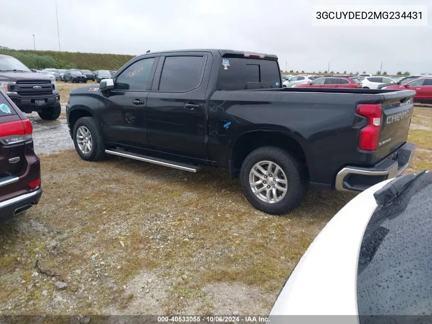 2021 Chevrolet Silverado 1500 4Wd Short Bed Lt VIN: 3GCUYDED2MG234431 Lot: 40533055