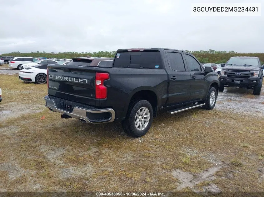 2021 Chevrolet Silverado 1500 4Wd Short Bed Lt VIN: 3GCUYDED2MG234431 Lot: 40533055