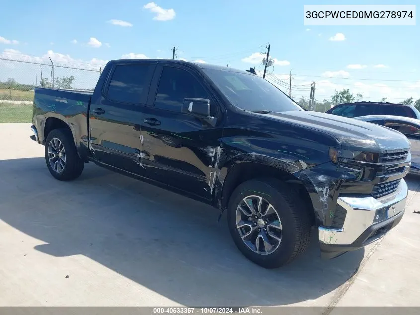 2021 Chevrolet Silverado 1500 2Wd Short Bed Lt VIN: 3GCPWCED0MG278974 Lot: 40533357