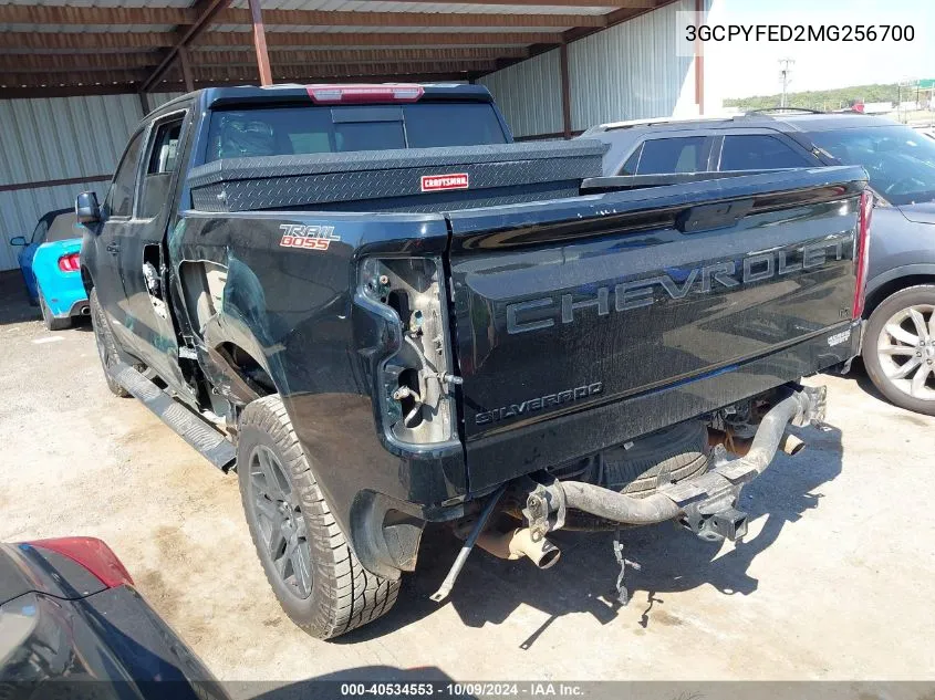 2021 Chevrolet Silverado 1500 K1500 Lt Trail Boss VIN: 3GCPYFED2MG256700 Lot: 40534553