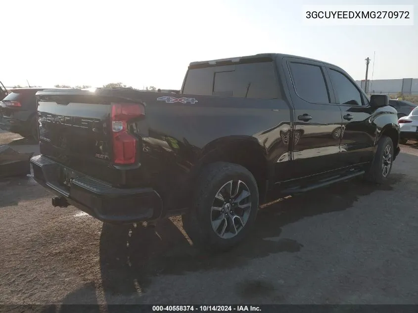 2021 Chevrolet Silverado K1500 Rst VIN: 3GCUYEEDXMG270972 Lot: 40558374