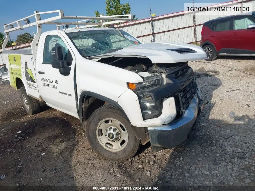 2021 Chevrolet Silverado 2500Hd 2Wd Long Bed Wt VIN: 1GB0WLE70MF148100 Lot: 40572831