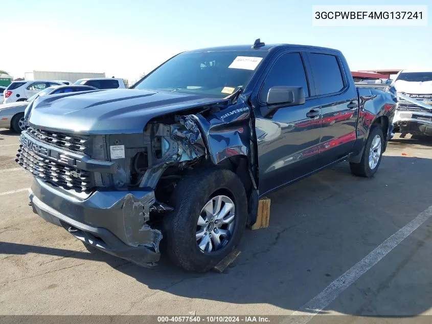 2021 Chevrolet Silverado 1500 2Wd Short Bed Custom VIN: 3GCPWBEF4MG137241 Lot: 40577540