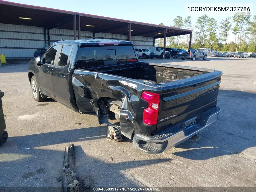 2021 Chevrolet Silverado 1500 4Wd Standard Bed Lt VIN: 1GCRYDEK5MZ327786 Lot: 40603917