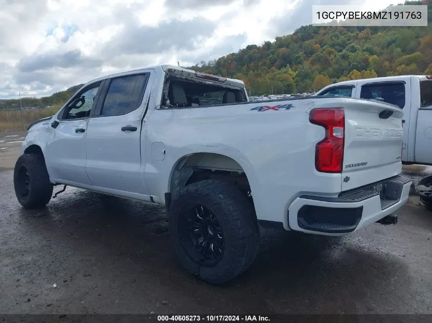 2021 Chevrolet Silverado 1500 4Wd Short Bed Custom VIN: 1GCPYBEK8MZ191763 Lot: 40605273