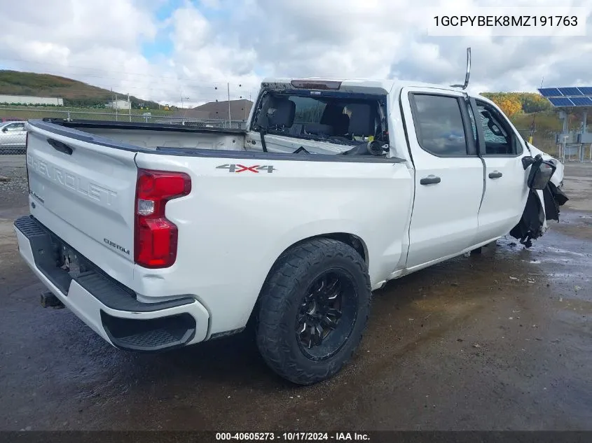 2021 Chevrolet Silverado 1500 4Wd Short Bed Custom VIN: 1GCPYBEK8MZ191763 Lot: 40605273