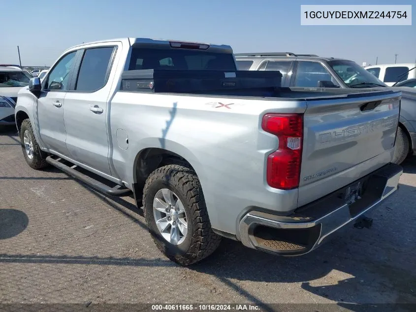 2021 Chevrolet Silverado 1500 4Wd Short Bed Lt VIN: 1GCUYDEDXMZ244754 Lot: 40611665