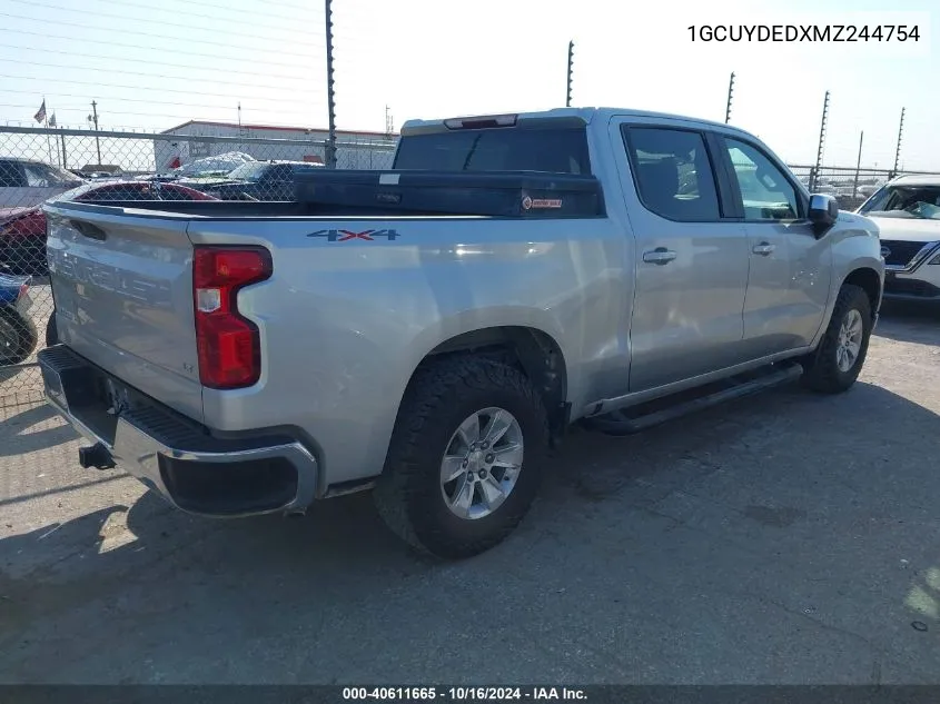 2021 Chevrolet Silverado 1500 4Wd Short Bed Lt VIN: 1GCUYDEDXMZ244754 Lot: 40611665