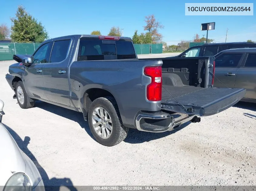 2021 Chevrolet Silverado 1500 4Wd Short Bed Ltz VIN: 1GCUYGED0MZ260544 Lot: 40612982