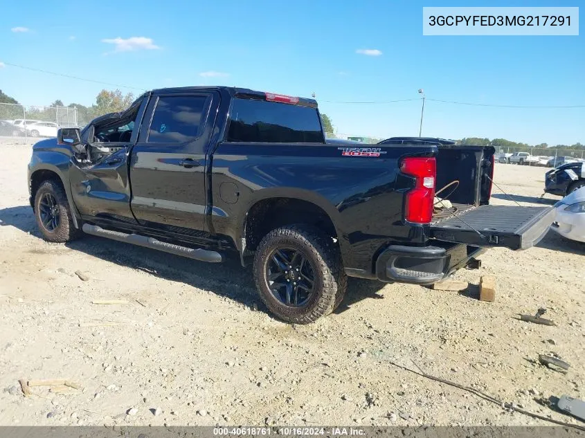 2021 Chevrolet Silverado 1500 4Wd Short Bed Lt Trail Boss VIN: 3GCPYFED3MG217291 Lot: 40618761