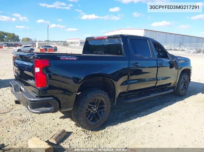 2021 Chevrolet Silverado 1500 4Wd Short Bed Lt Trail Boss VIN: 3GCPYFED3MG217291 Lot: 40618761