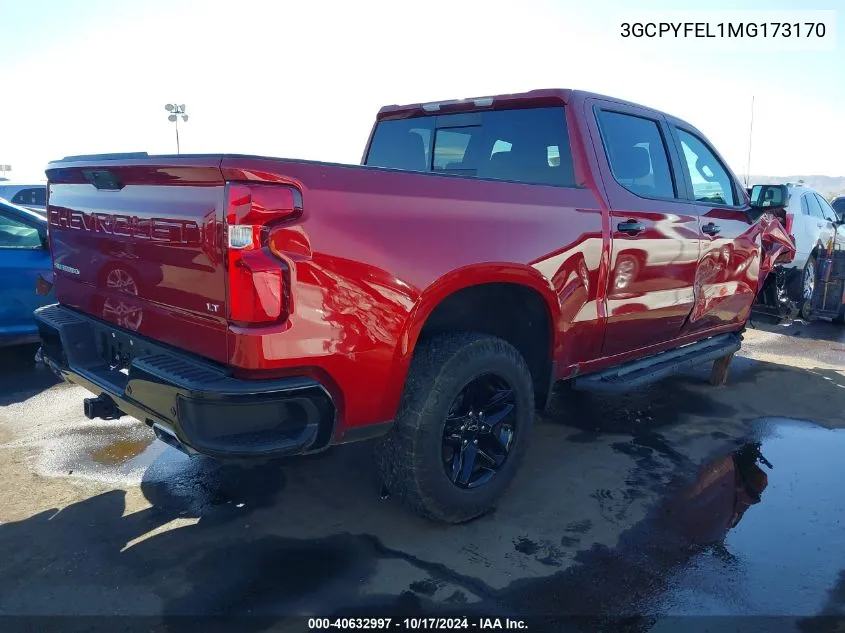 2021 Chevrolet Silverado 1500 4Wd Short Bed Lt Trail Boss VIN: 3GCPYFEL1MG173170 Lot: 40632997