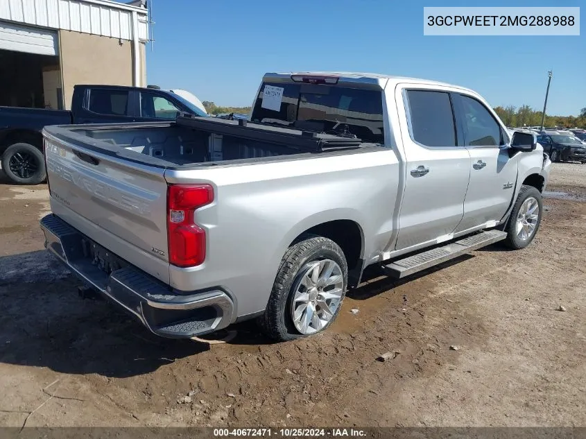 2021 Chevrolet Silverado 1500 2Wd Short Bed Ltz VIN: 3GCPWEET2MG288988 Lot: 40672471